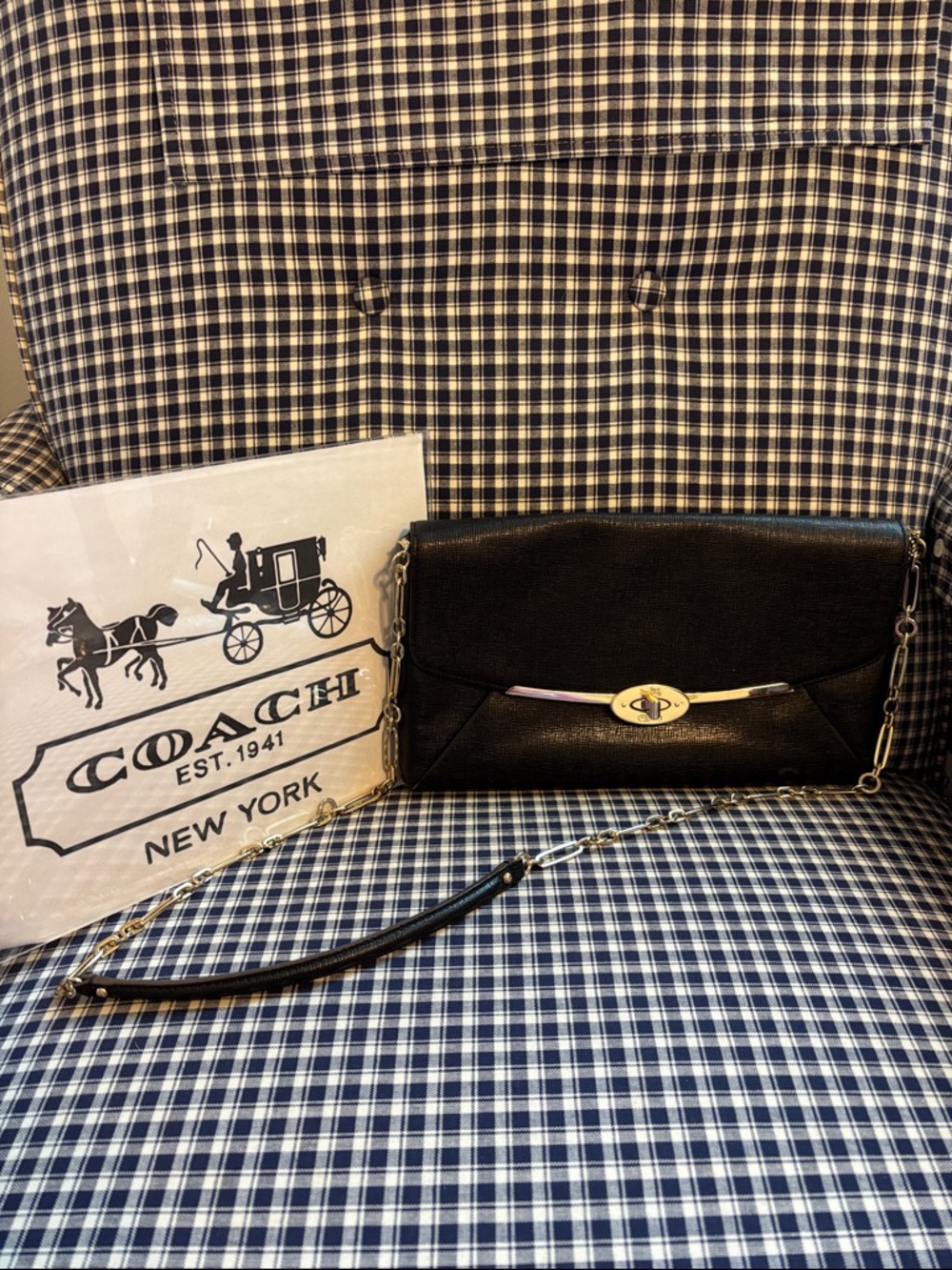 Coach Madison Black Leather Turnlock Crossbody Bag